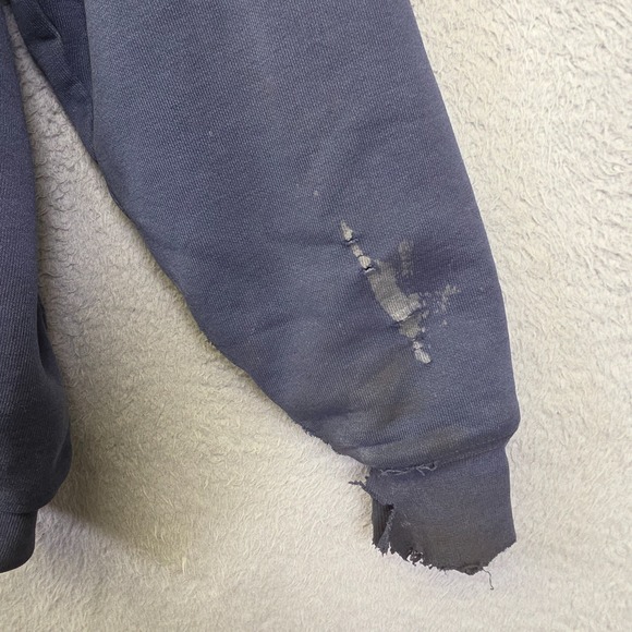 Carhartt Hoodie Mens L Blue Thermal Lined Thrashed Rugged Destroyed Grunge FLAWS - Picture 12 of 16